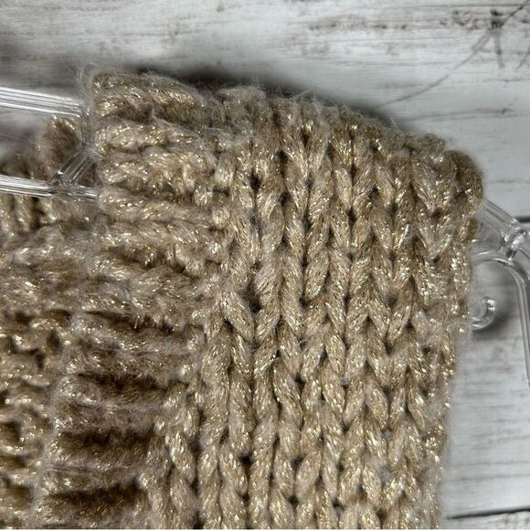 ZARA Cropped Chunky Gold Shimmer Taupe Chunky Sweater Vest M - Picture 6 of 8